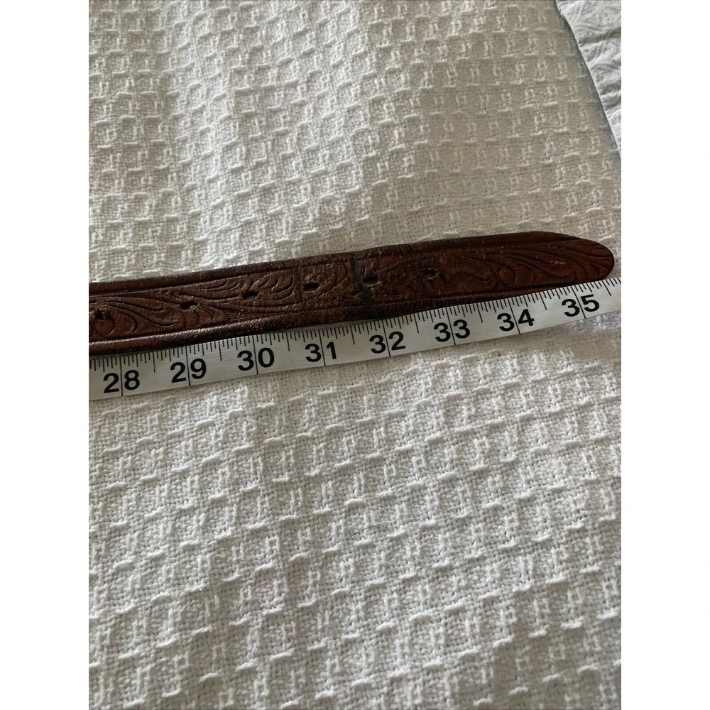 Vtg Tooled‎ Western Kids Belt Brown Leather Size 32